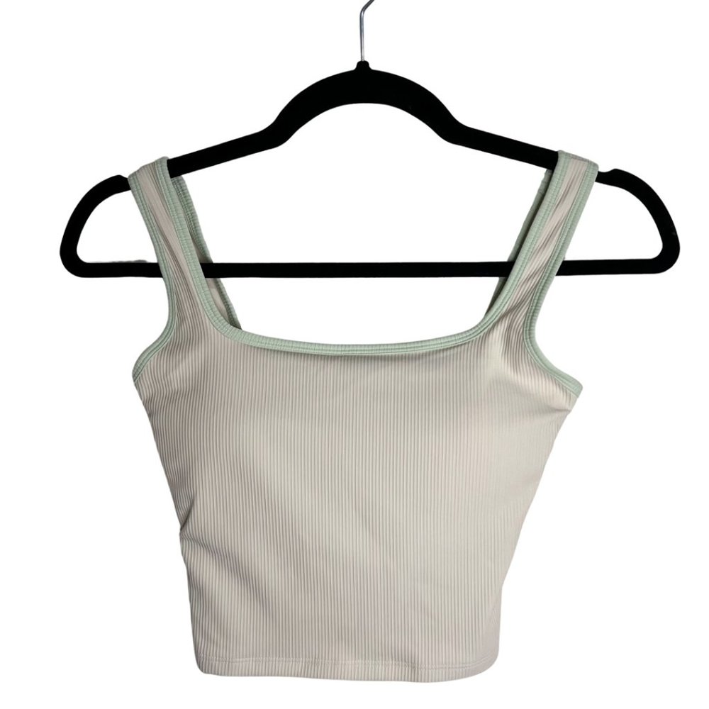 NWT HALARA Ribbed Knit Color Block Backless Cropped Yoga Tank Top - Picture 9 of 12